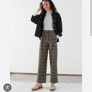 Other stories wool trousers in brown/grey check
